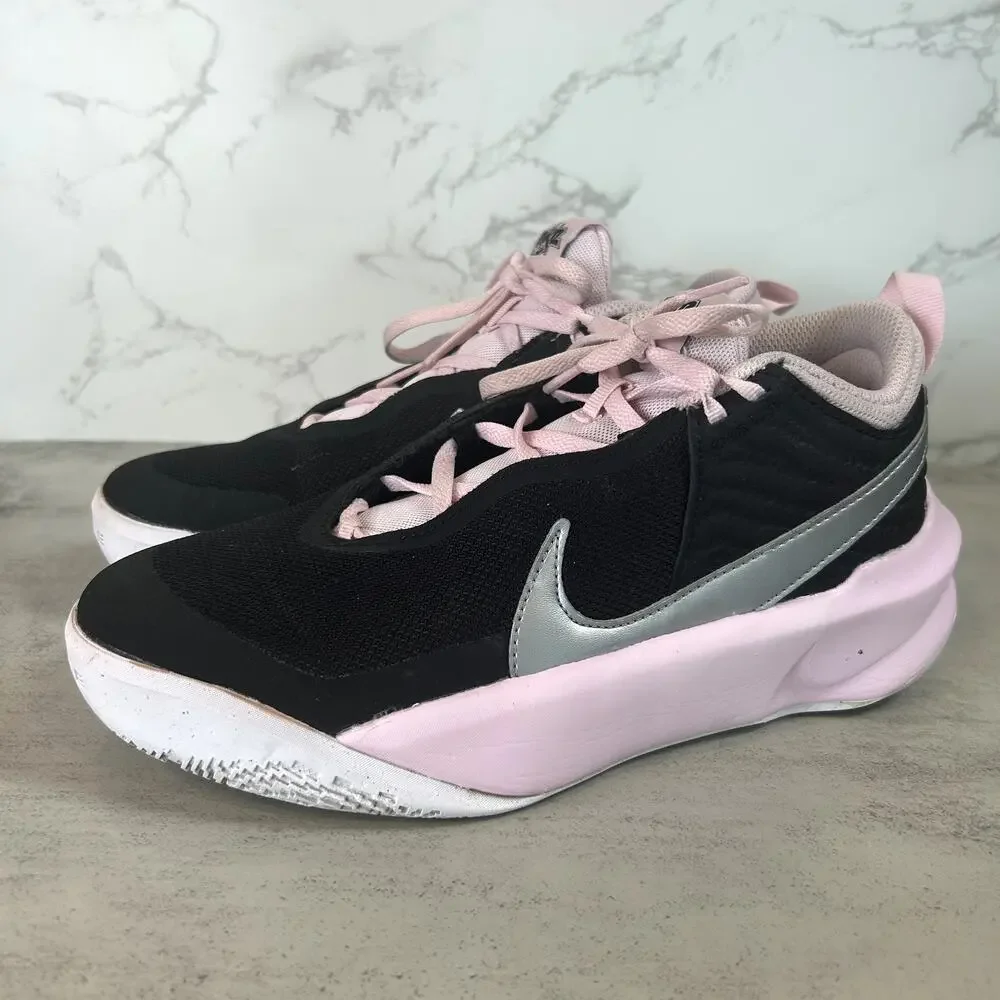 Nike Team Hustle Sneakers Black/Pink 5Y CW6735-003 Basketball Shoe Y2K Athletic